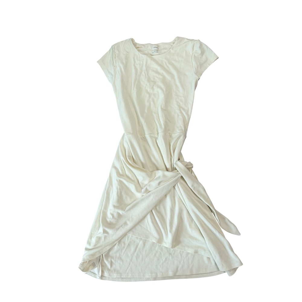 Wilfred Aritzia Off White Wrap Front Short Sleeve Jersey T-Shirt Dress Small